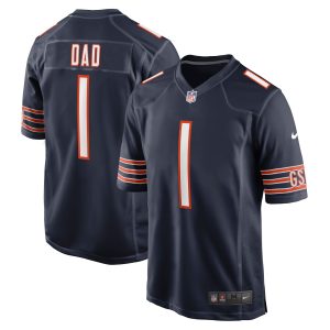 Men's Chicago Bears Number 1 Dad Nike Navy Game Jersey