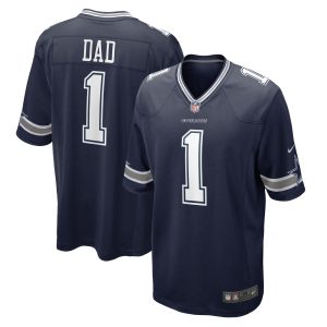 Men's Dallas Cowboys Number 1 Dad Nike Navy Game Jersey
