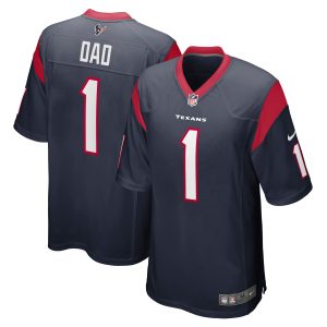 Men's Houston Texans Number 1 Dad Nike Navy Game Jersey