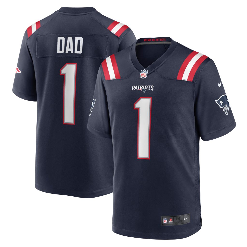 Men's New England Patriots Number 1 Dad Nike Navy Game Jersey