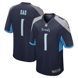 Men's Tennessee Titans Number 1 Dad Nike Navy Game Jersey