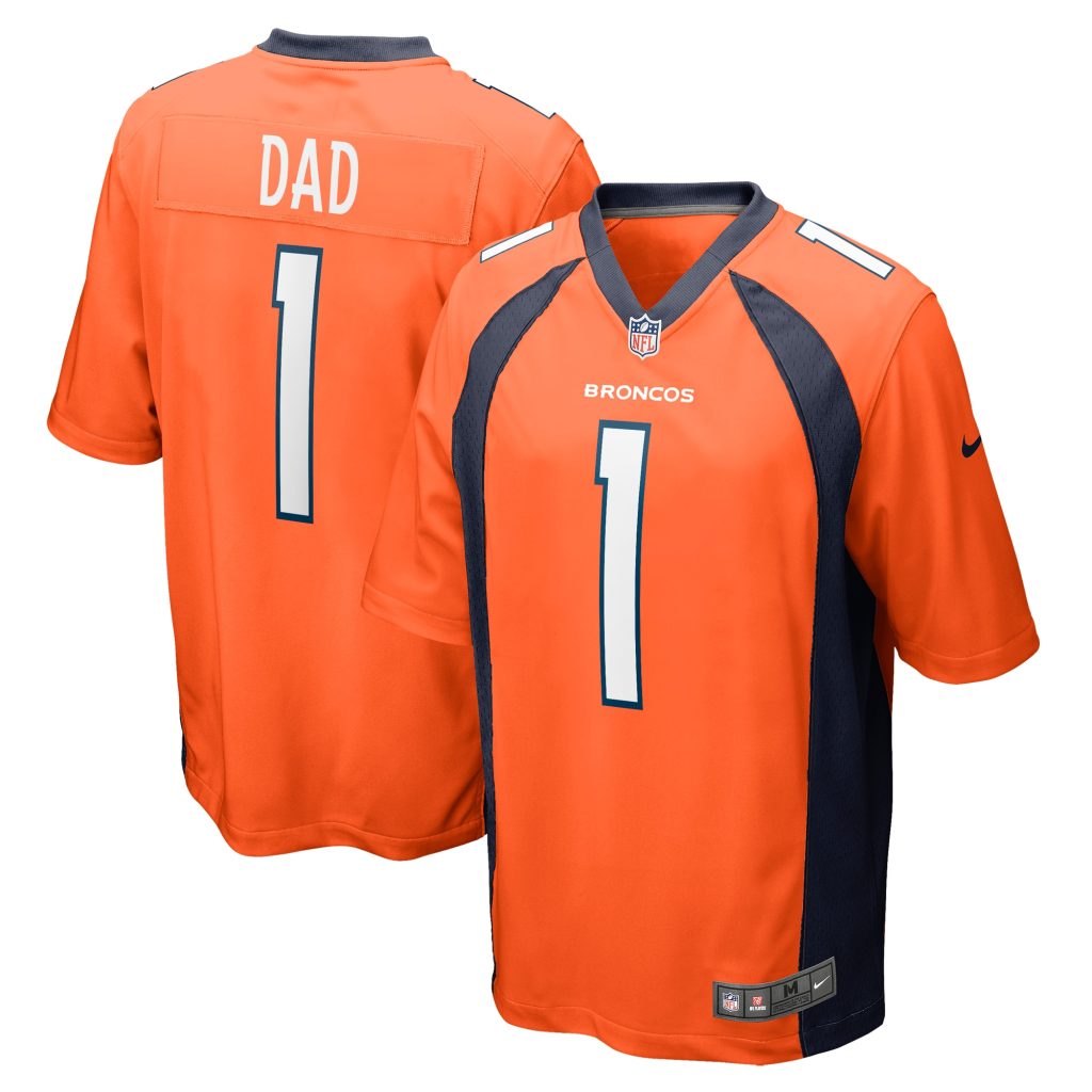 Men's Denver Broncos Number 1 Dad Nike Orange Game Jersey