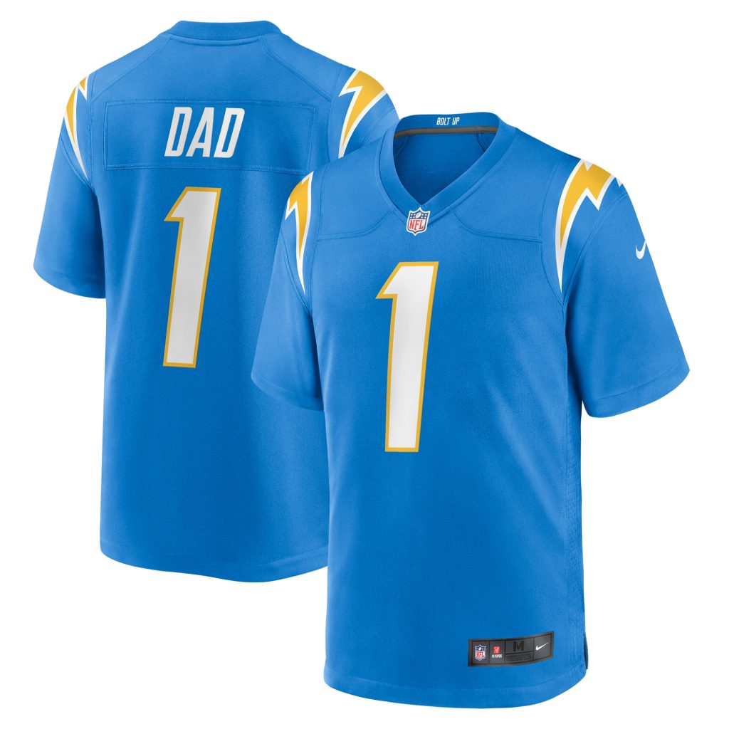 Men's Los Angeles Chargers Number 1 Dad Nike Powder Blue Game Jersey