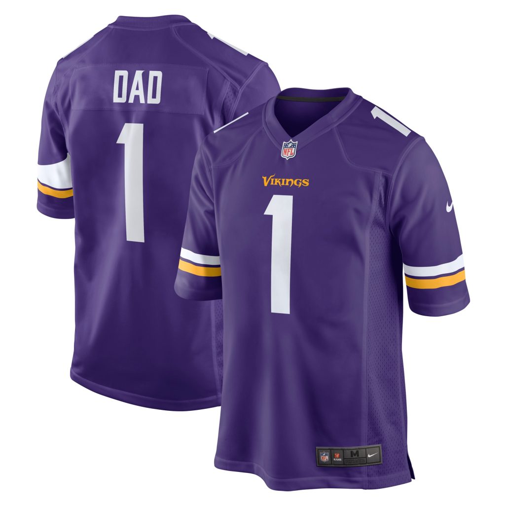 Men's Minnesota Vikings Number 1 Dad Nike Purple Game Jersey