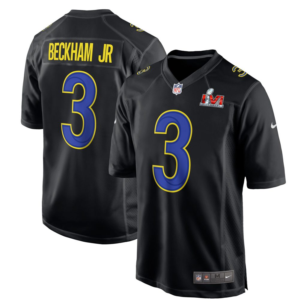Men's Los Angeles Rams Odell Beckham Jr. Nike Black Super Bowl LVI Game Fashion Jersey