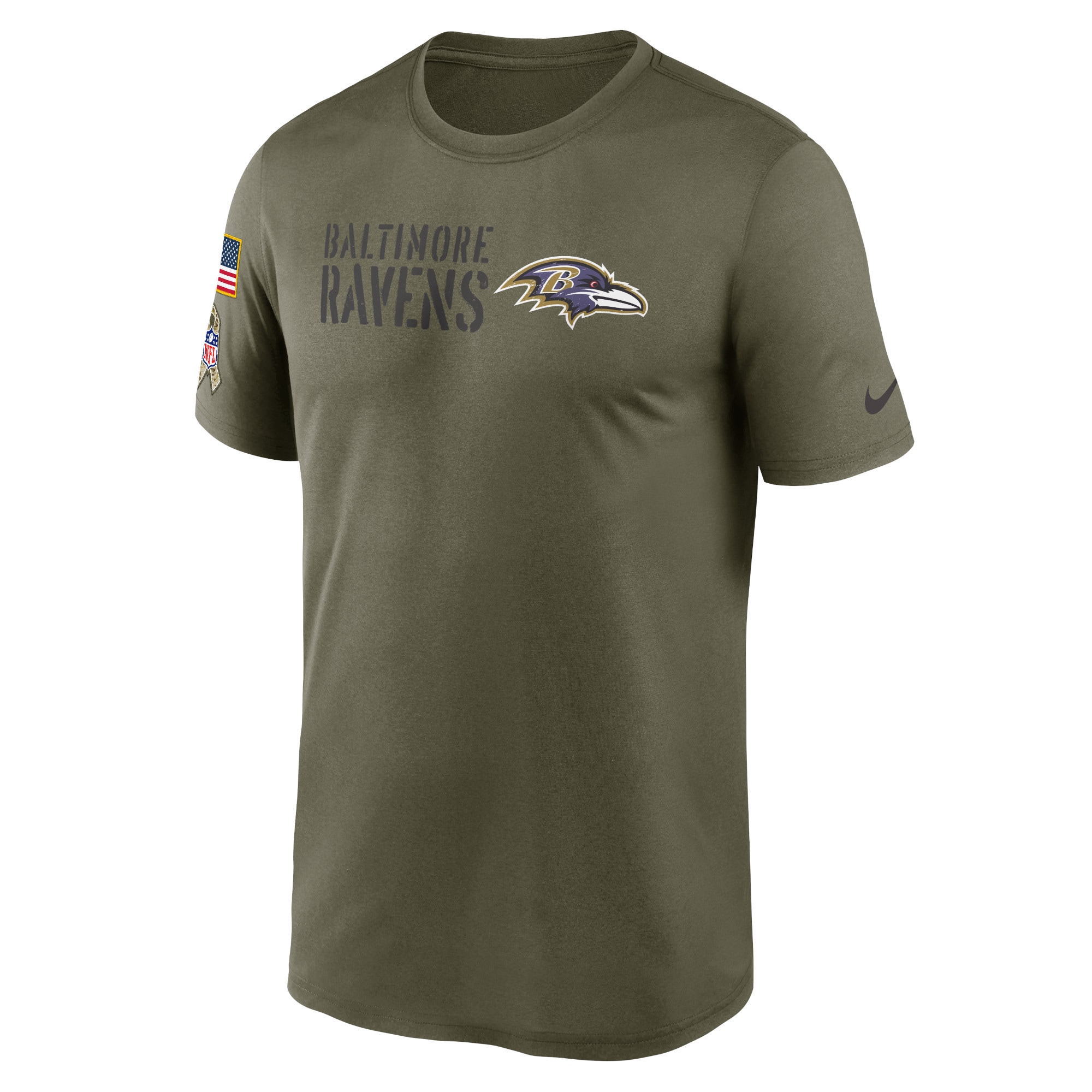 Men's Baltimore Ravens Nike Olive 2022 Salute to Service Legend Team T-Shirt