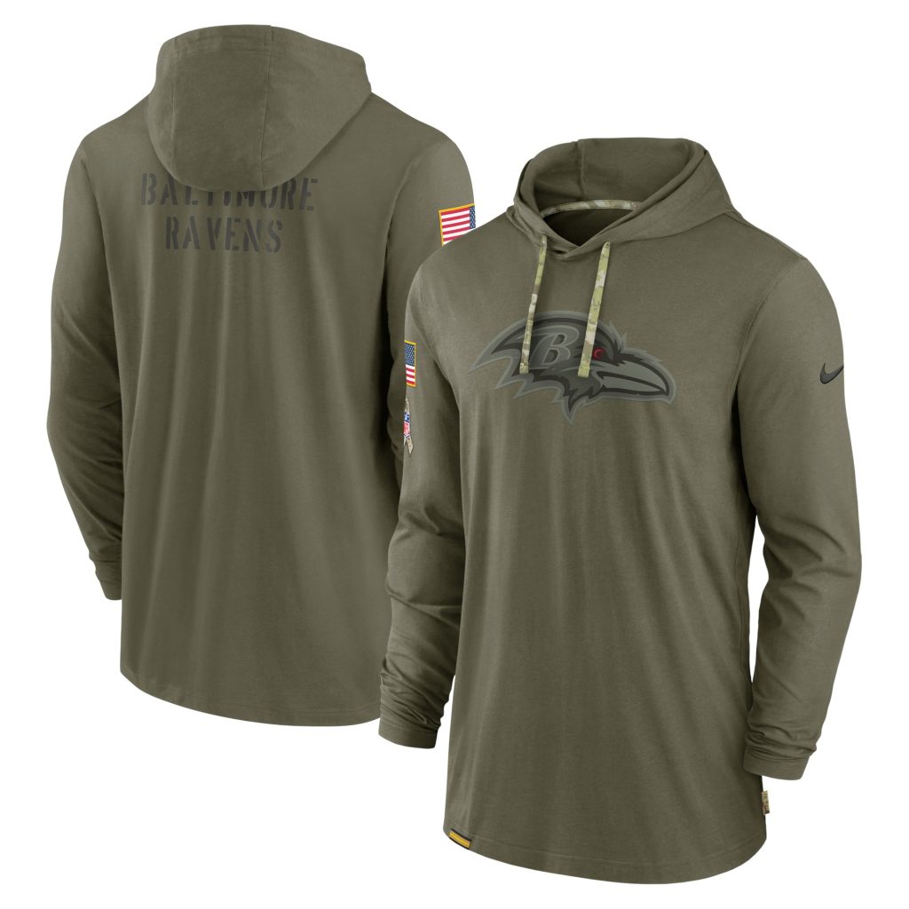 Men's Baltimore Ravens Nike Olive 2022 Salute to Service Tonal Pullover Hoodie