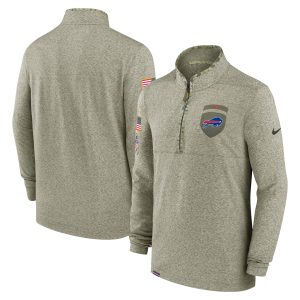 Men's Buffalo Bills Nike Olive 2022 Salute to Service Shield Quarter-Zip Top