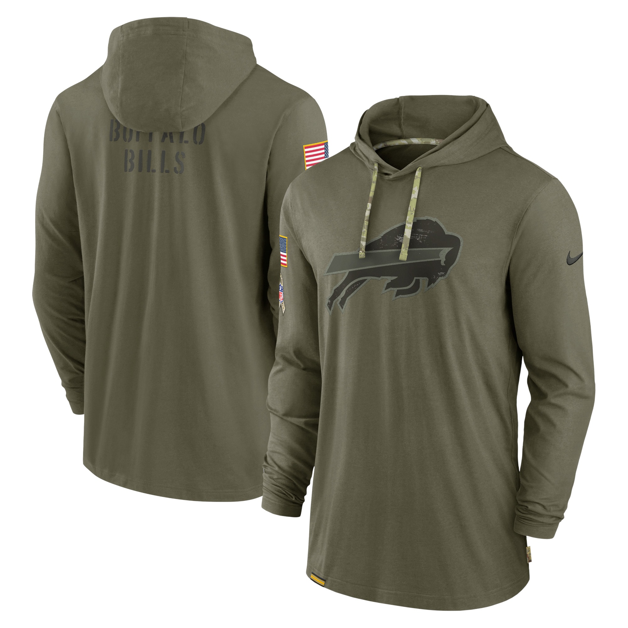 Men's Buffalo Bills Nike Olive 2022 Salute to Service Tonal Pullover Hoodie