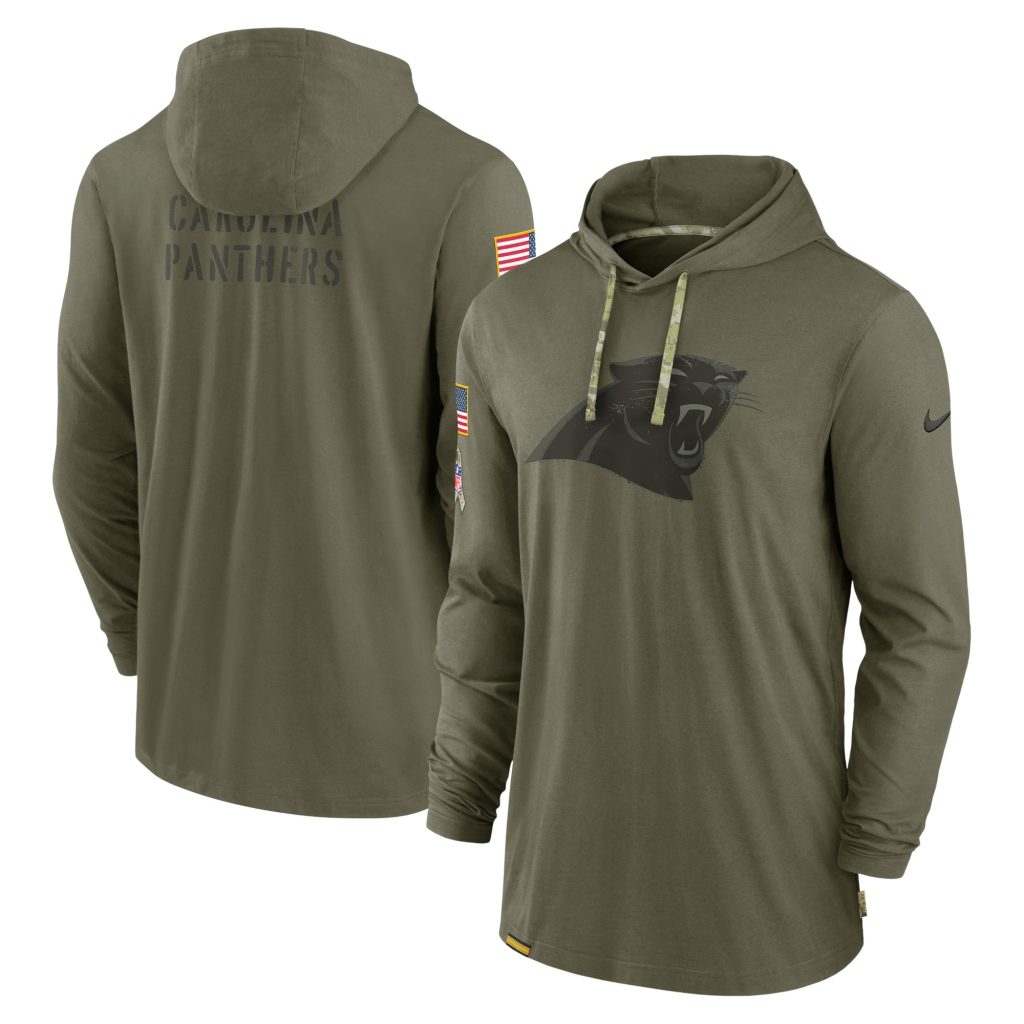 Men's Carolina Panthers Nike Olive 2022 Salute to Service Tonal Pullover Hoodie