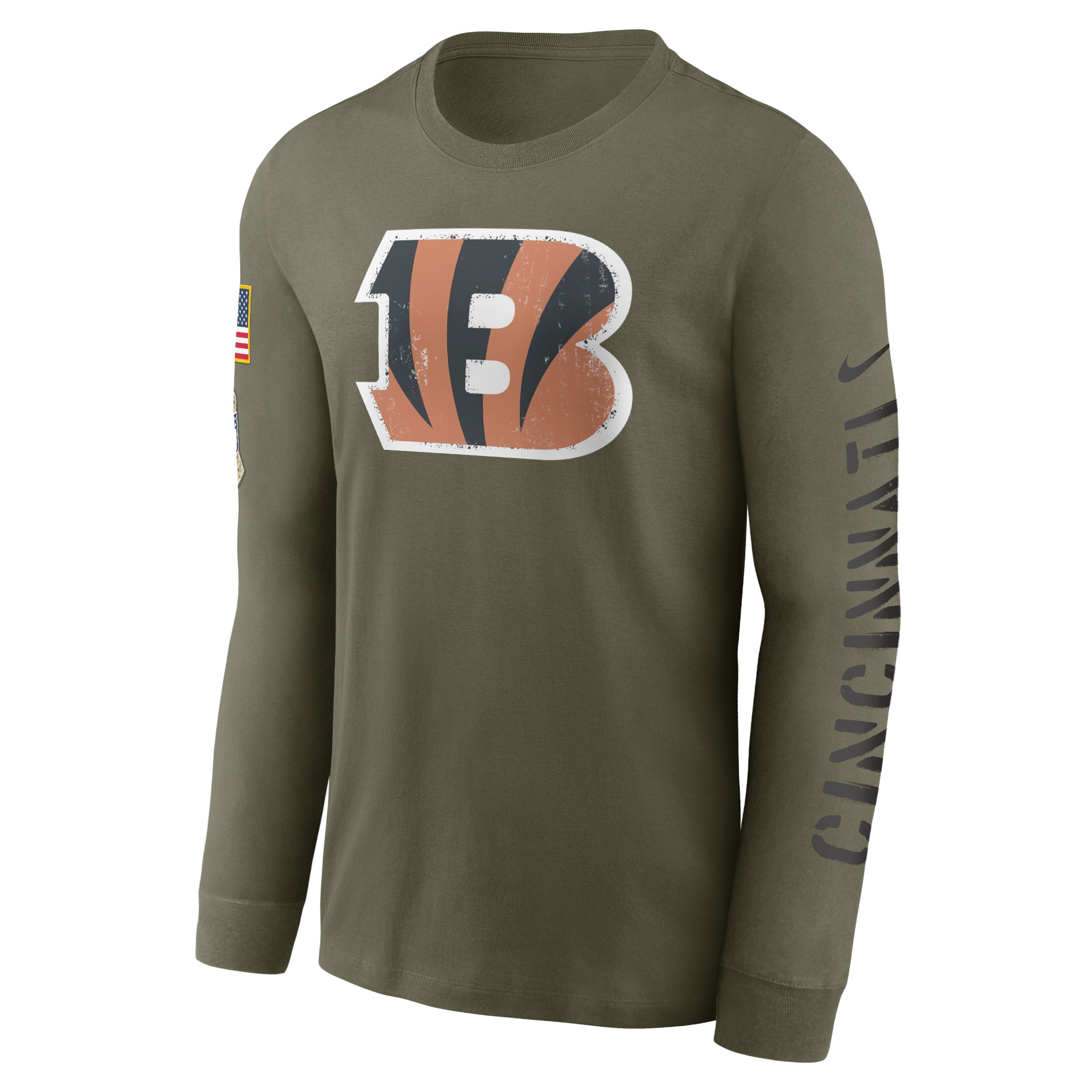 Men's Cincinnati Bengals Nike Olive 2022 Salute To Service Long Sleeve T-Shirt