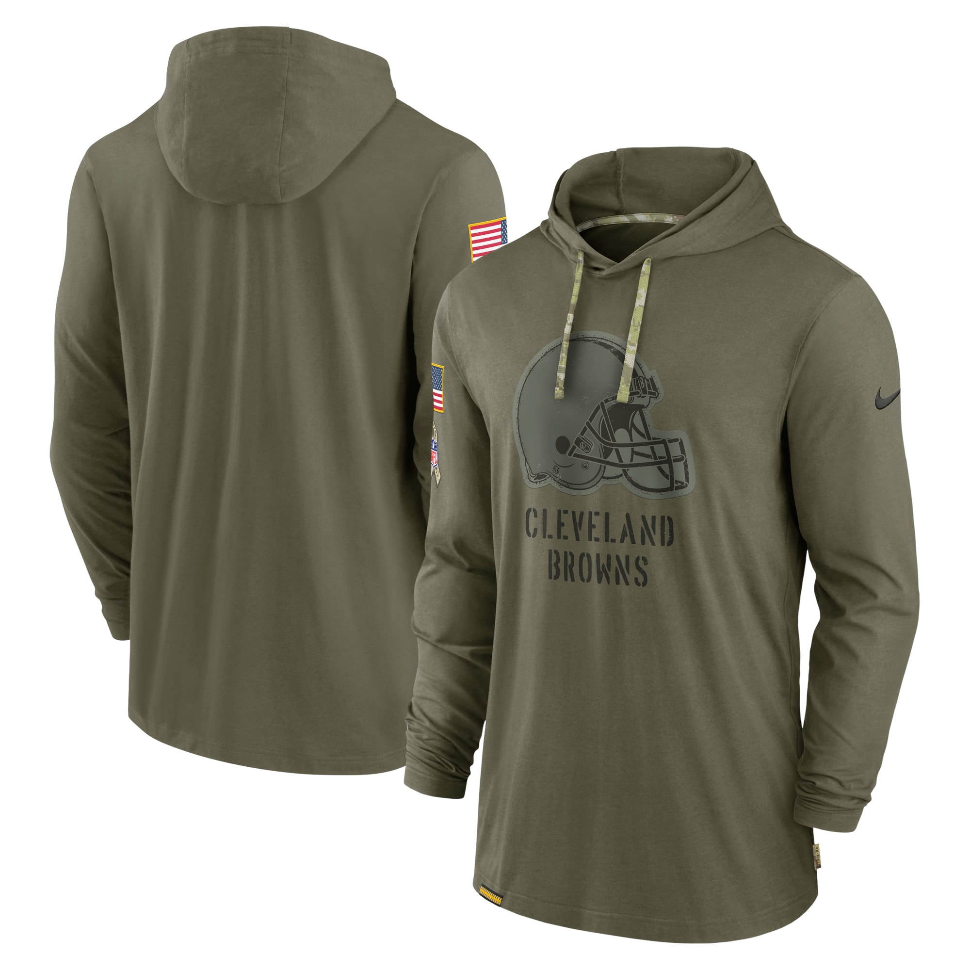 Men's Cleveland Browns Nike Olive 2022 Salute to Service Tonal Pullover Hoodie