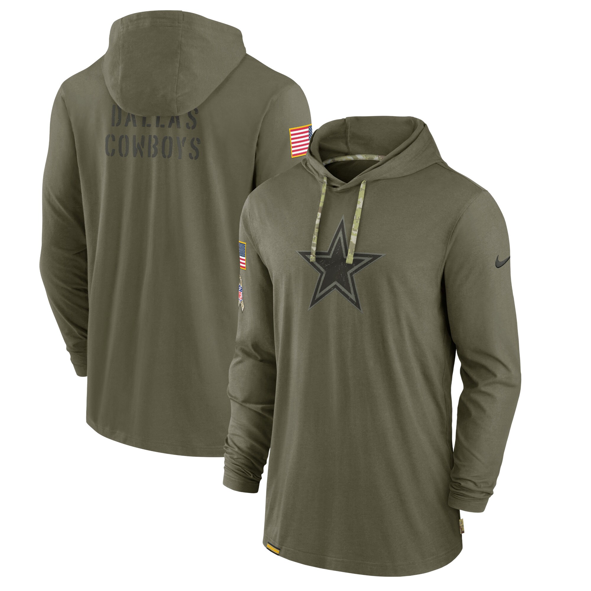 Men's Dallas Cowboys Nike Olive 2022 Salute to Service Tonal Pullover Hoodie