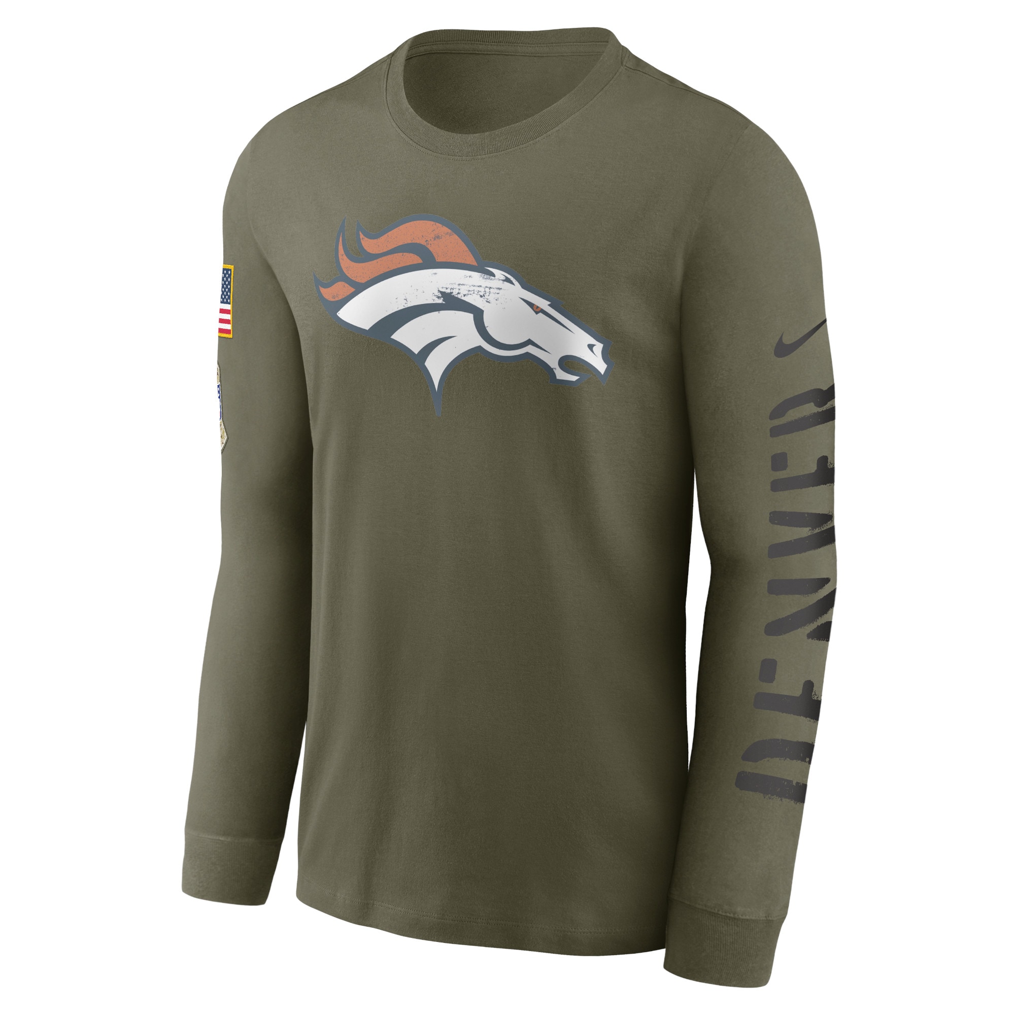 Men's Denver Broncos Nike Olive 2022 Salute To Service Long Sleeve T-Shirt