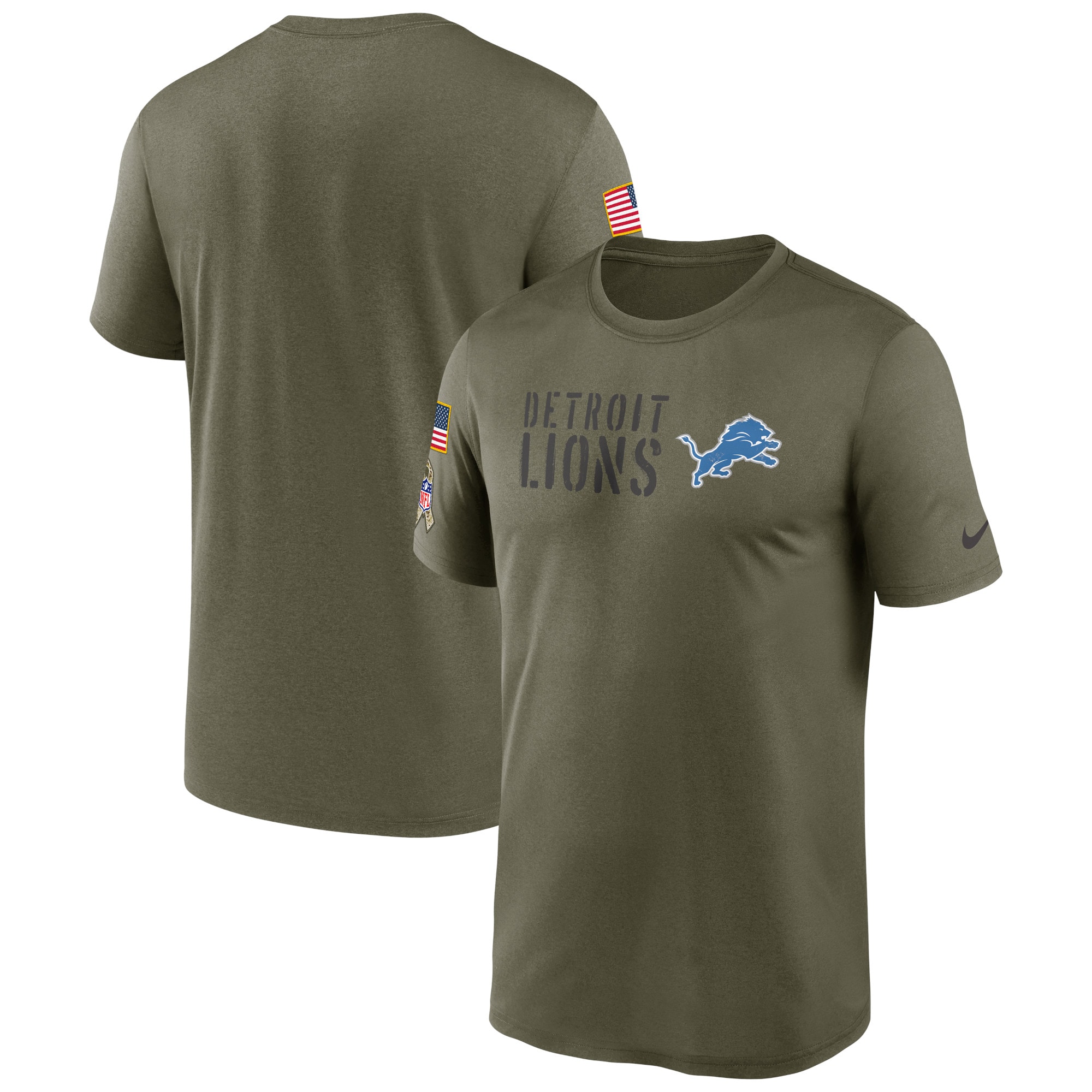Men's Detroit Lions Nike Olive 2022 Salute to Service Legend Team T-Shirt