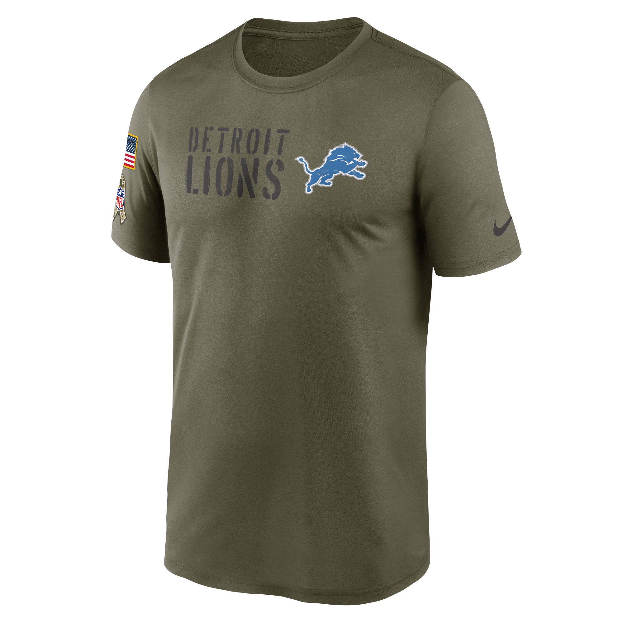 Men's Detroit Lions Nike Olive 2022 Salute to Service Legend Team T-Shirt