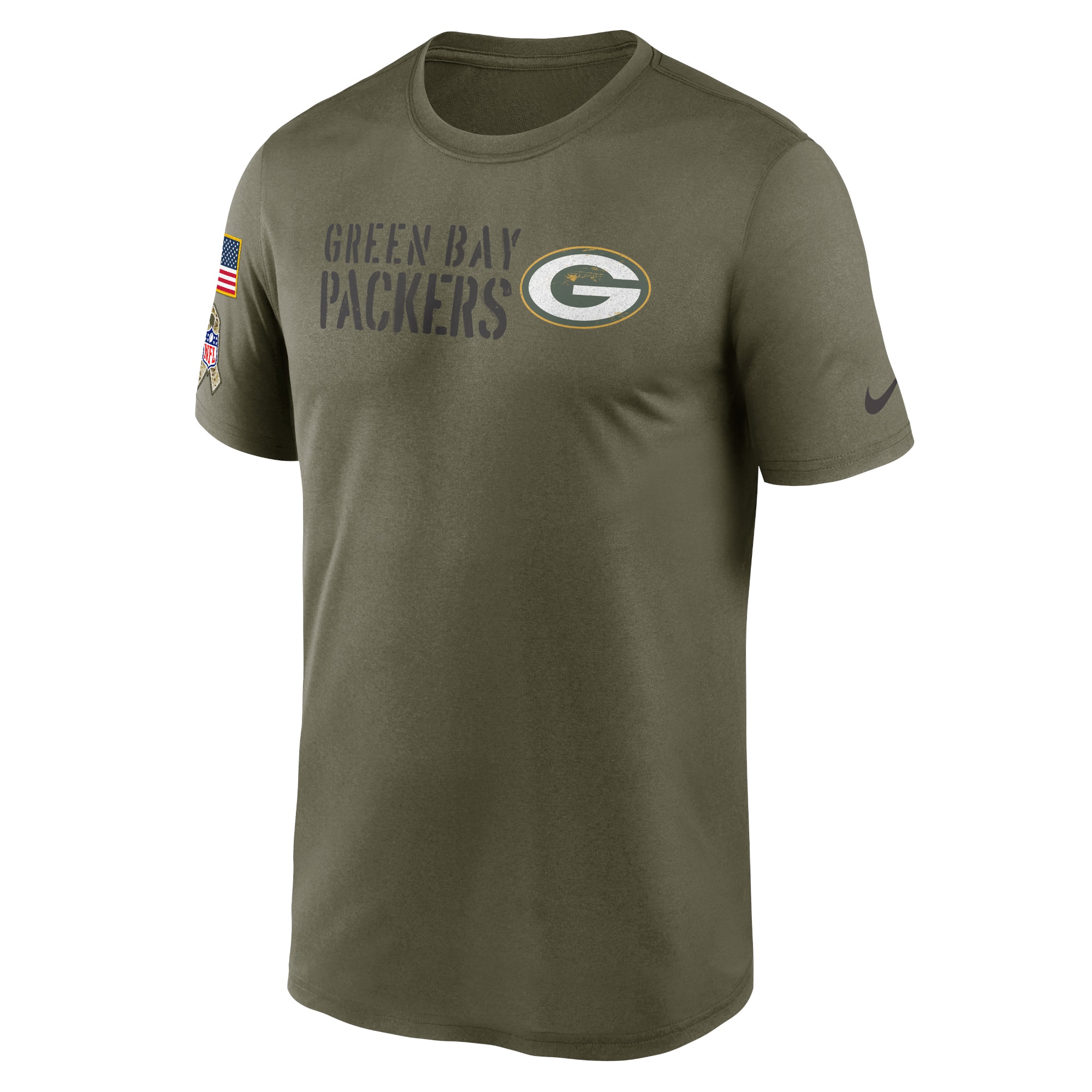 Men's Green Bay Packers Nike Olive 2022 Salute to Service Legend Team T-Shirt