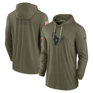 Men's Houston Texans Nike Olive 2022 Salute to Service Tonal Pullover Hoodie
