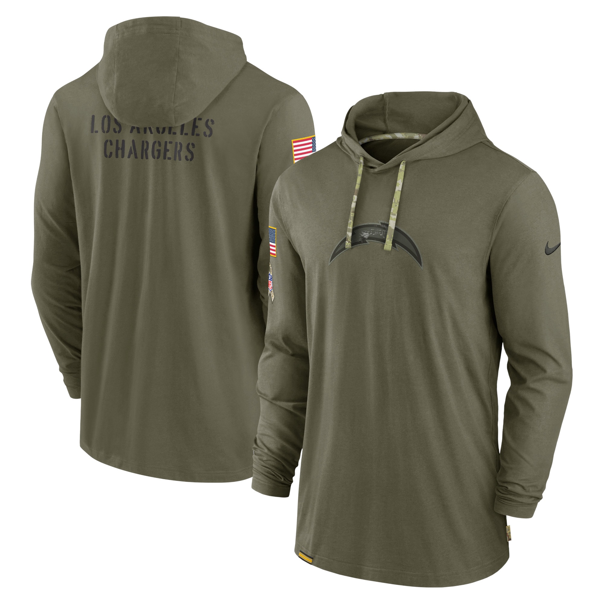 Men's Los Angeles Chargers Nike Olive 2022 Salute to Service Tonal Pullover Hoodie