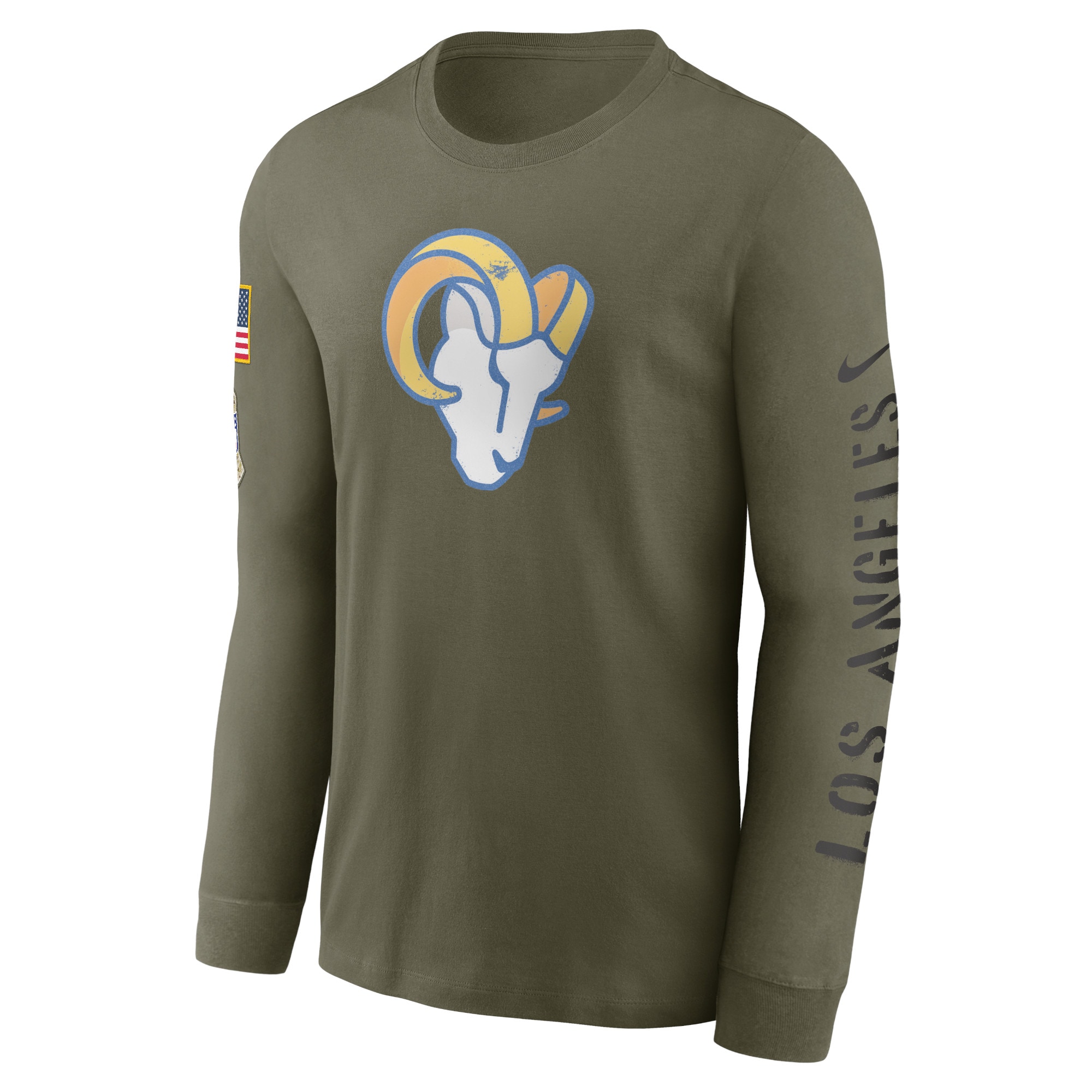 Men's Los Angeles Rams Nike Olive 2022 Salute To Service Long Sleeve T-Shirt