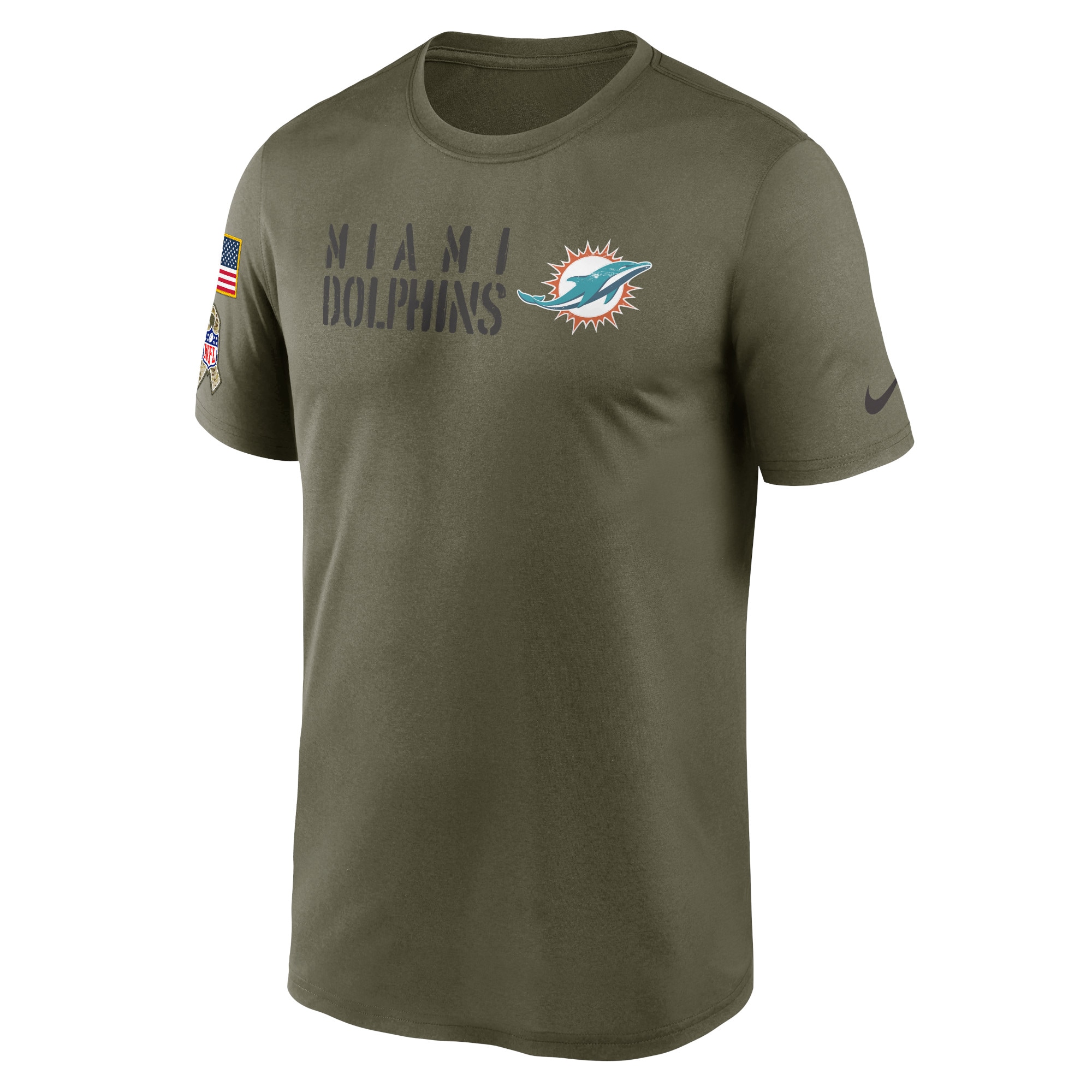 Men's Miami Dolphins Nike Olive 2022 Salute to Service Legend Team T-Shirt