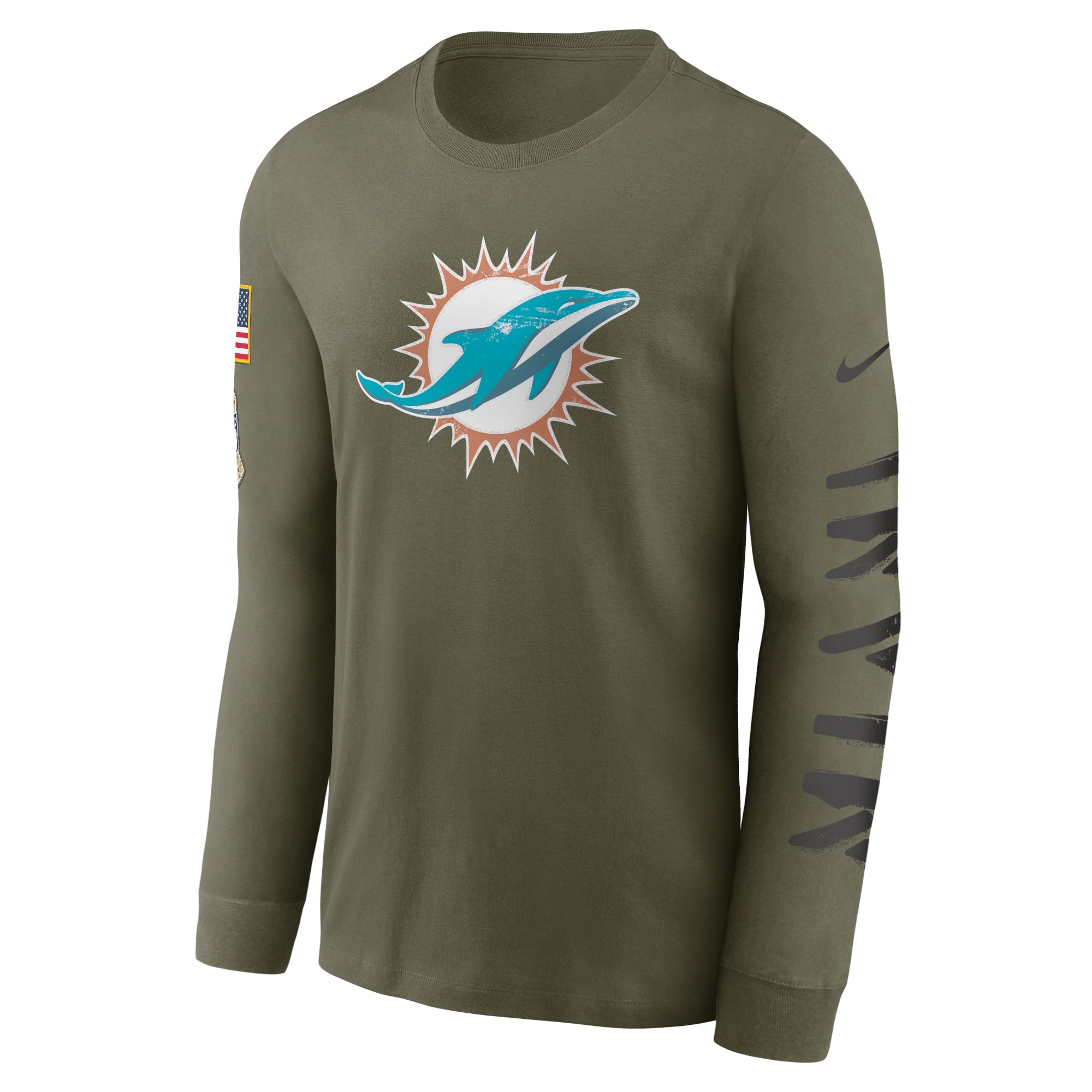 Men's Miami Dolphins Nike Olive 2022 Salute To Service Long Sleeve T-Shirt