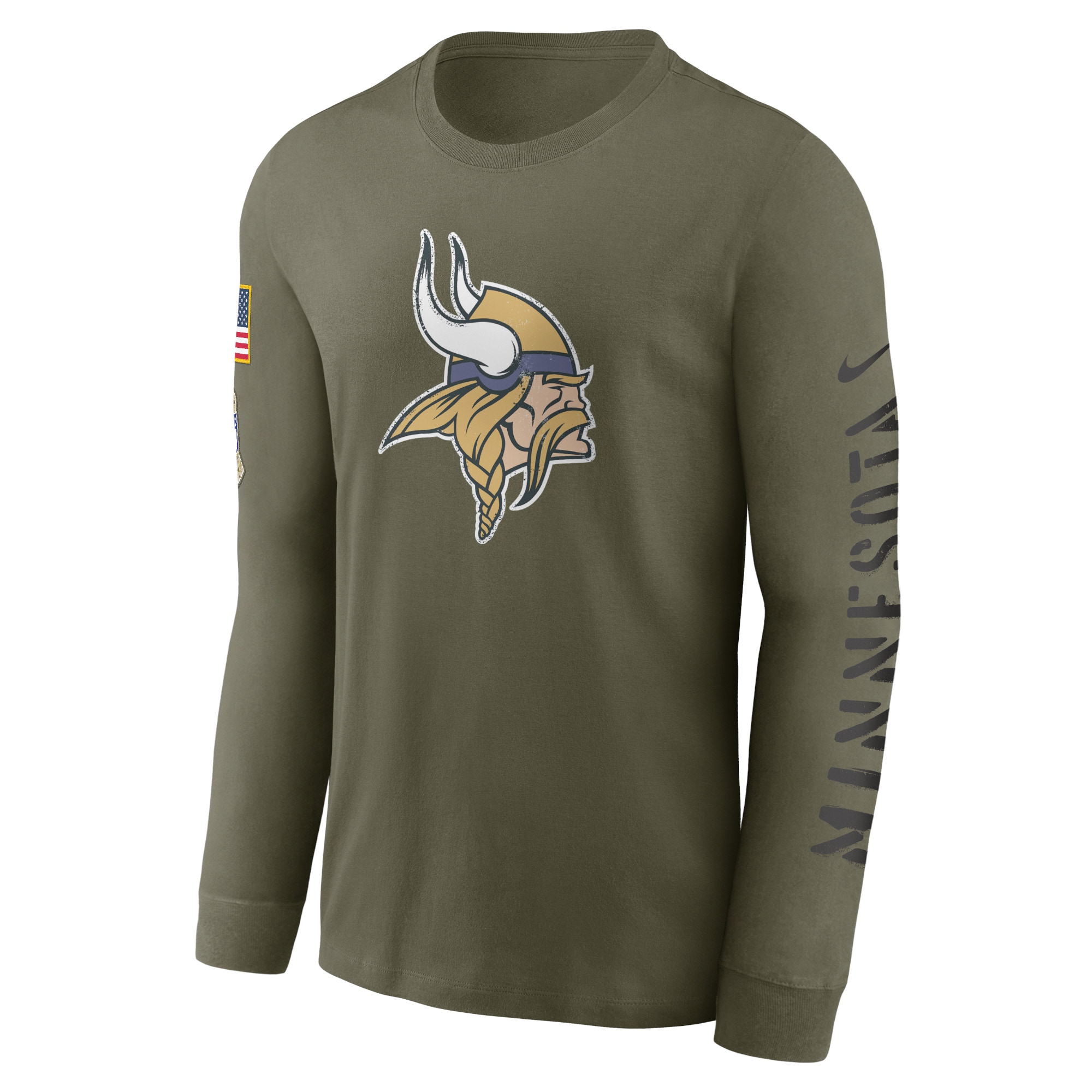 Men's Minnesota Vikings Nike Olive 2022 Salute To Service Long Sleeve T-Shirt