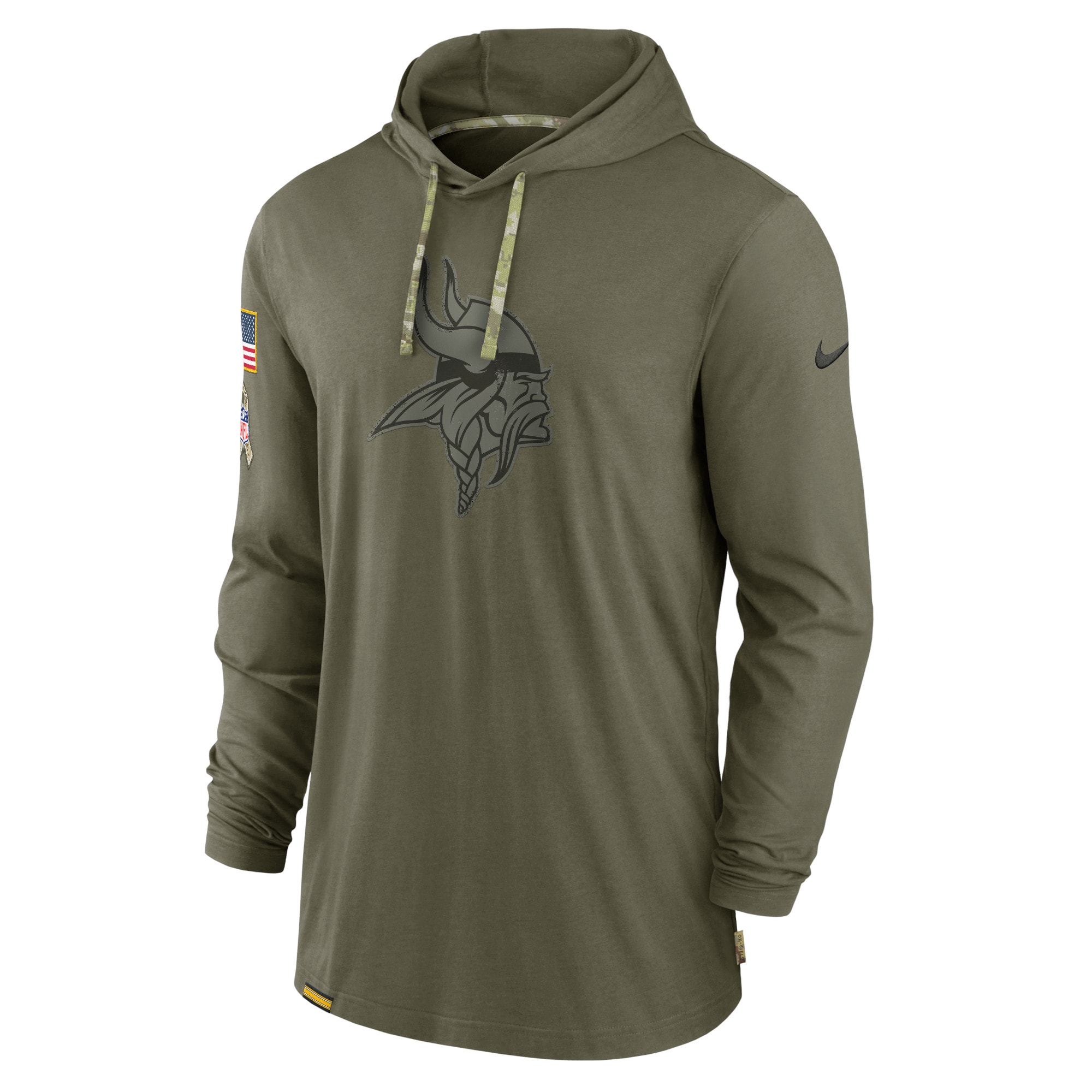 Men's Minnesota Vikings Nike Olive 2022 Salute to Service Tonal Pullover Hoodie