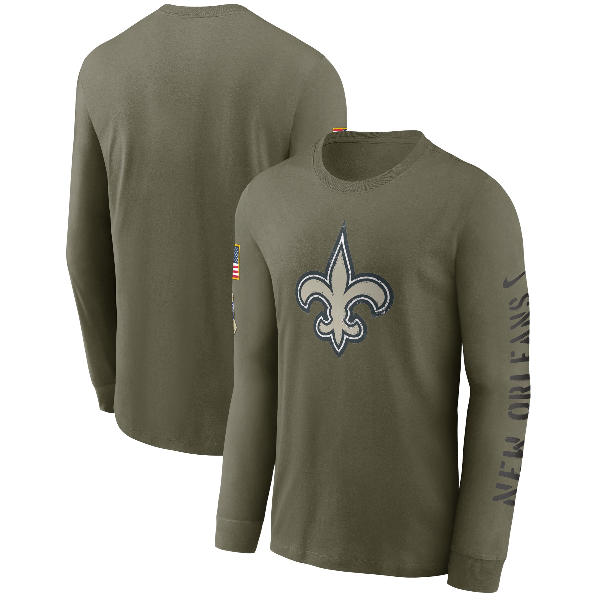 Men's New Orleans Saints Nike Olive 2022 Salute To Service Long Sleeve T-Shirt