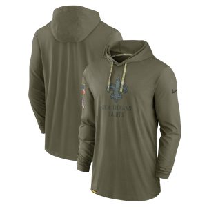 Men's New Orleans Saints Nike Olive 2022 Salute to Service Tonal Pullover Hoodie