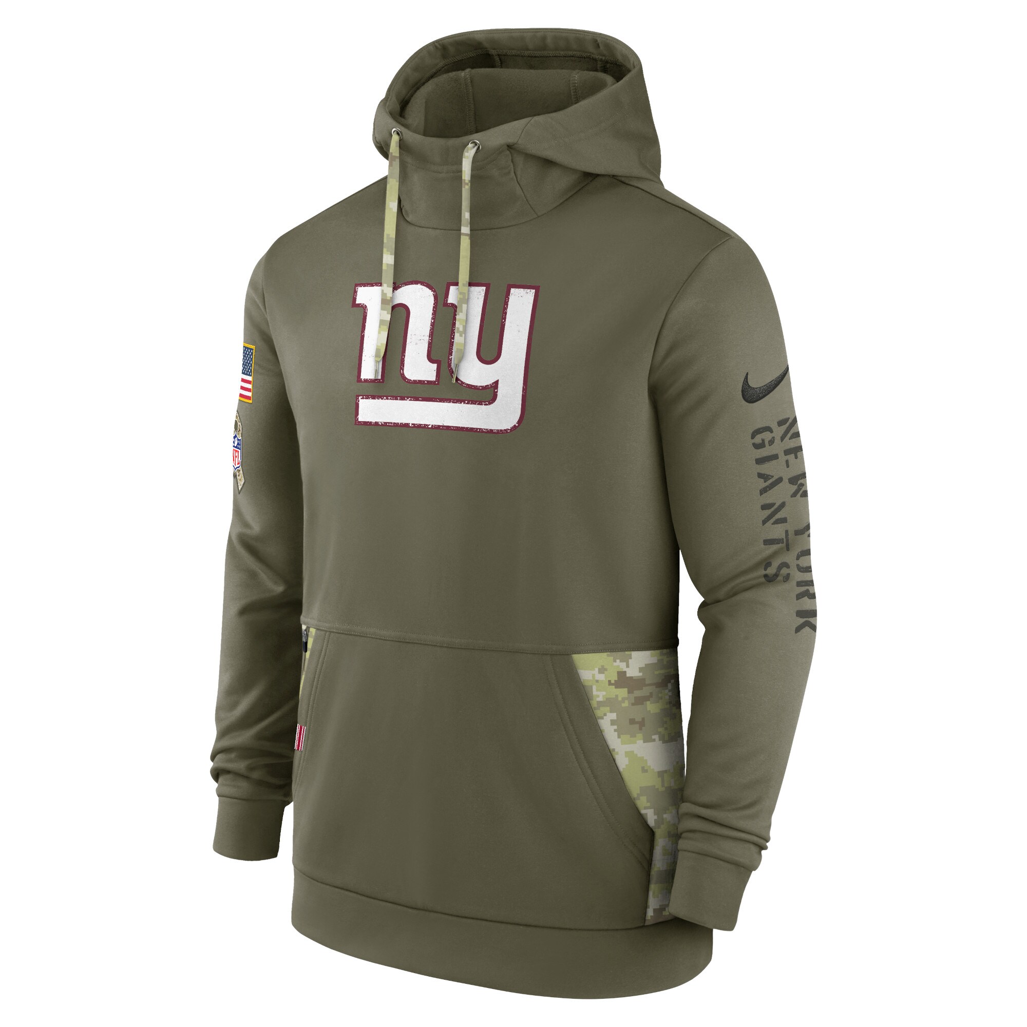 Men's New York Giants Nike Olive 2022 Salute to Service Therma Performance Pullover Hoodie