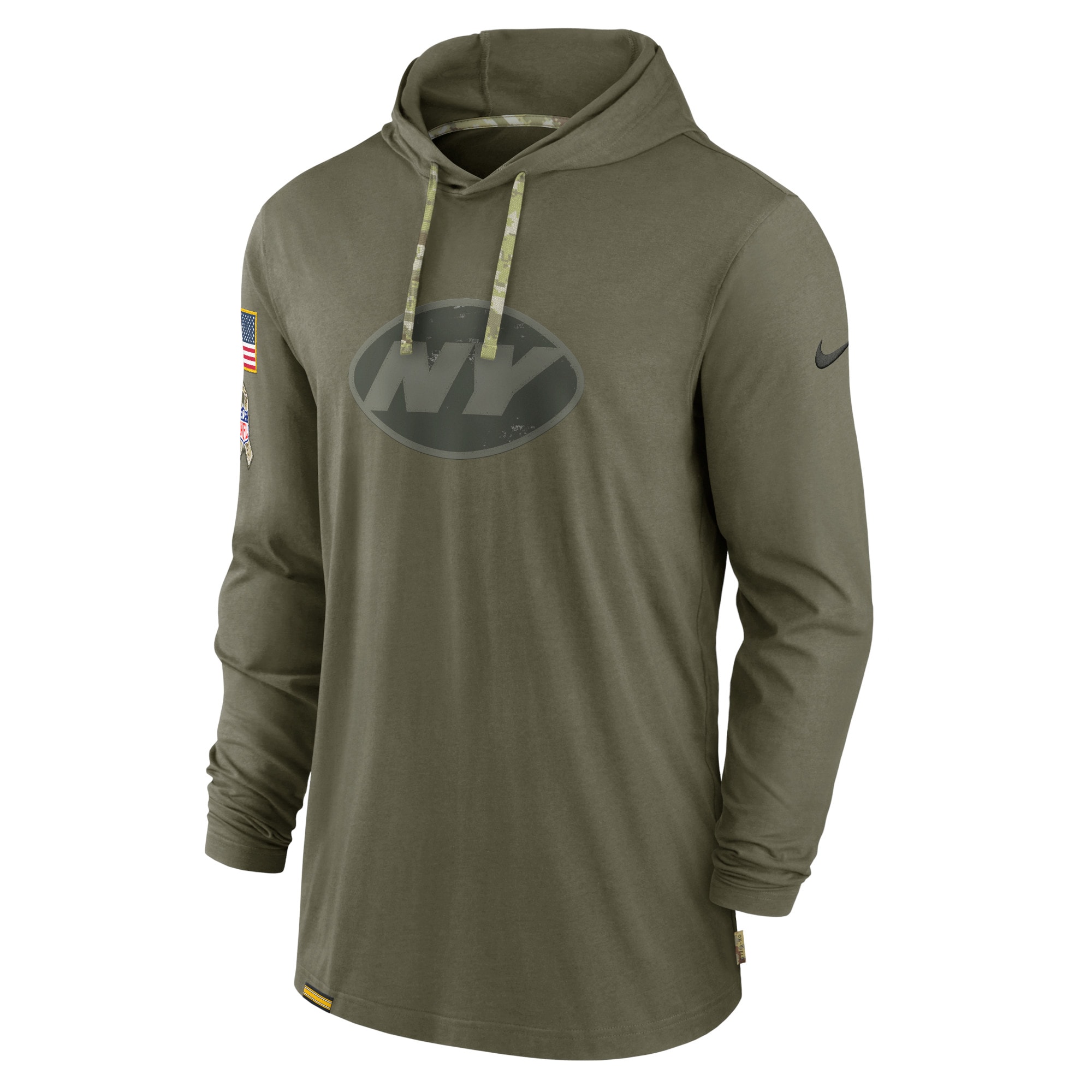 Men's New York Jets Nike Olive 2022 Salute to Service Tonal Pullover Hoodie
