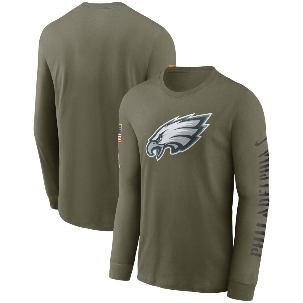 Men's Philadelphia Eagles Nike Olive 2022 Salute To Service Long Sleeve T-Shirt
