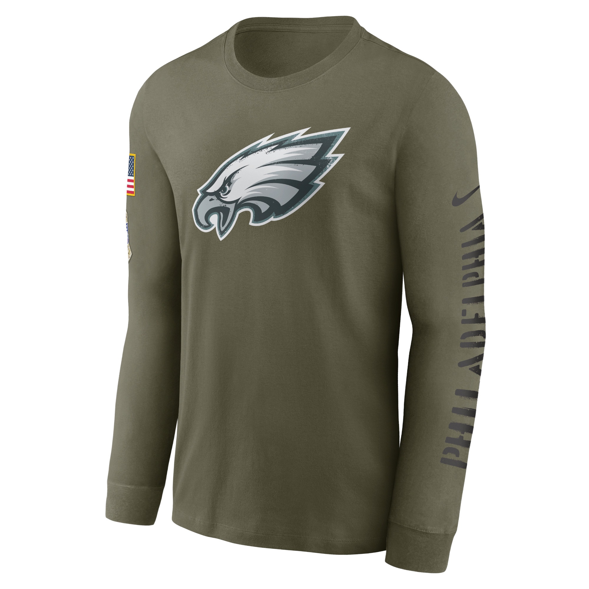 Men's Philadelphia Eagles Nike Olive 2022 Salute To Service Long Sleeve T-Shirt