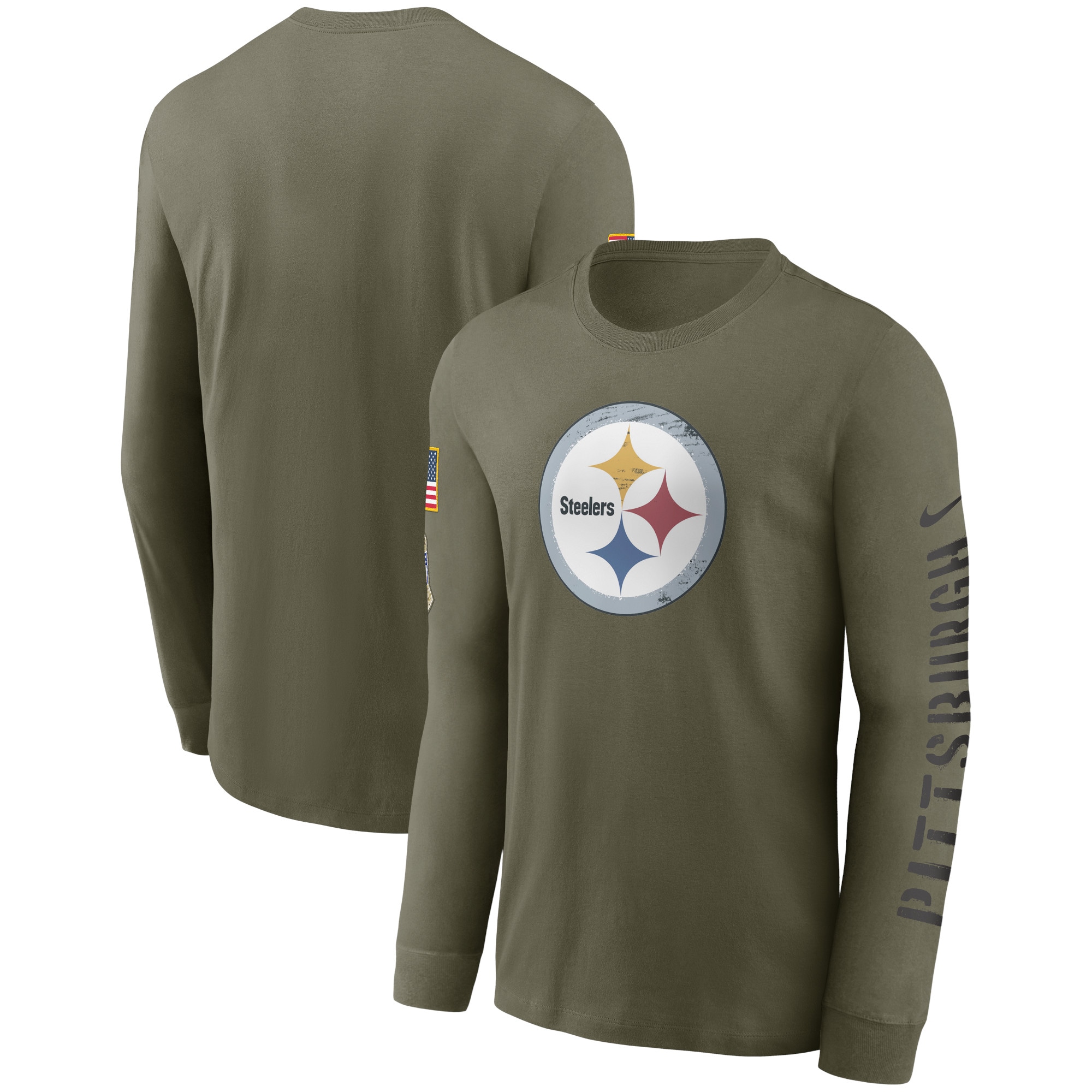 Men's Pittsburgh Steelers Nike Olive 2022 Salute To Service Long Sleeve T-Shirt