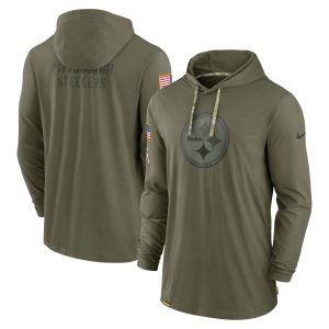 Men's Pittsburgh Steelers Nike Olive 2022 Salute to Service Tonal Pullover Hoodie