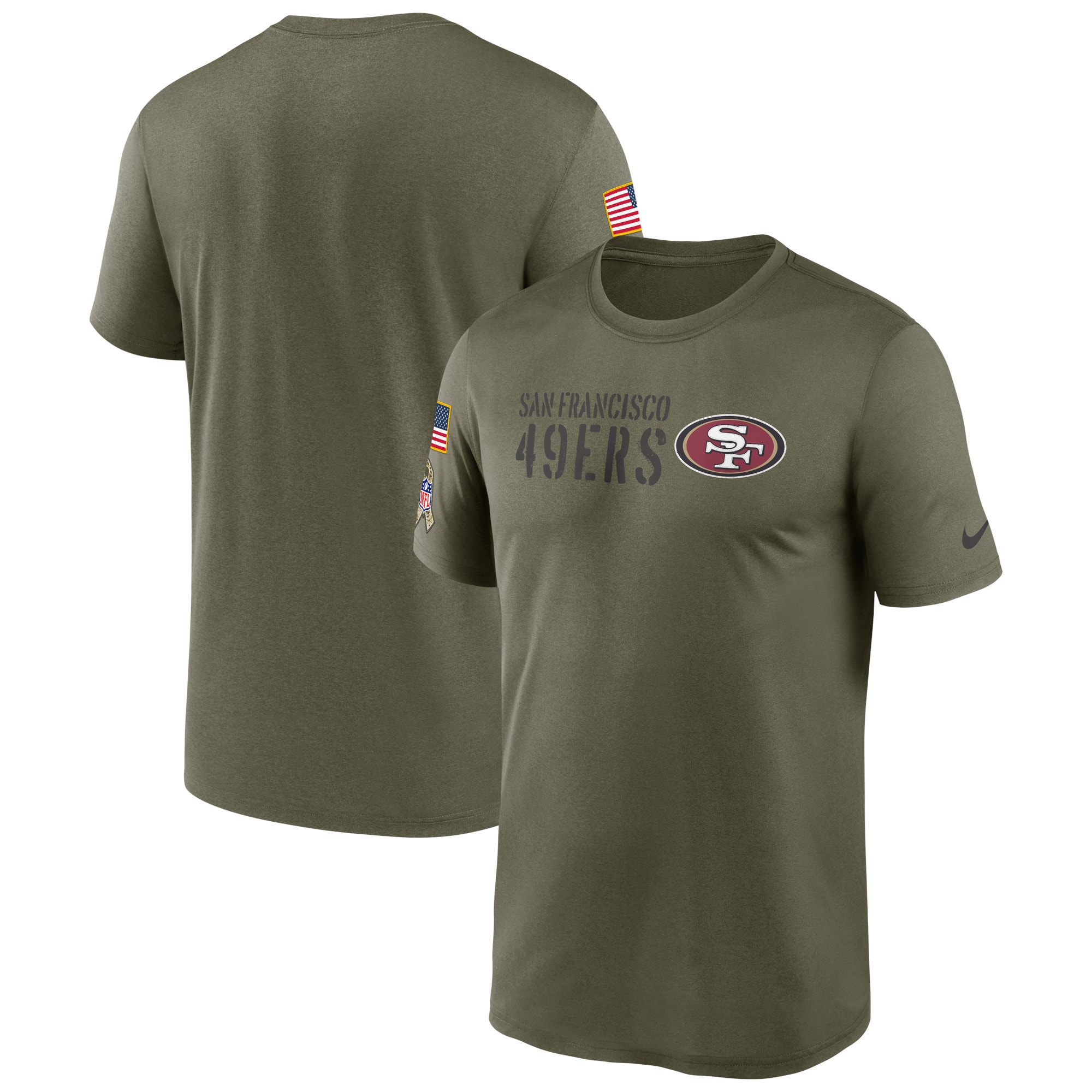 Men's San Francisco 49ers Nike Olive 2022 Salute to Service Legend Team T-Shirt
