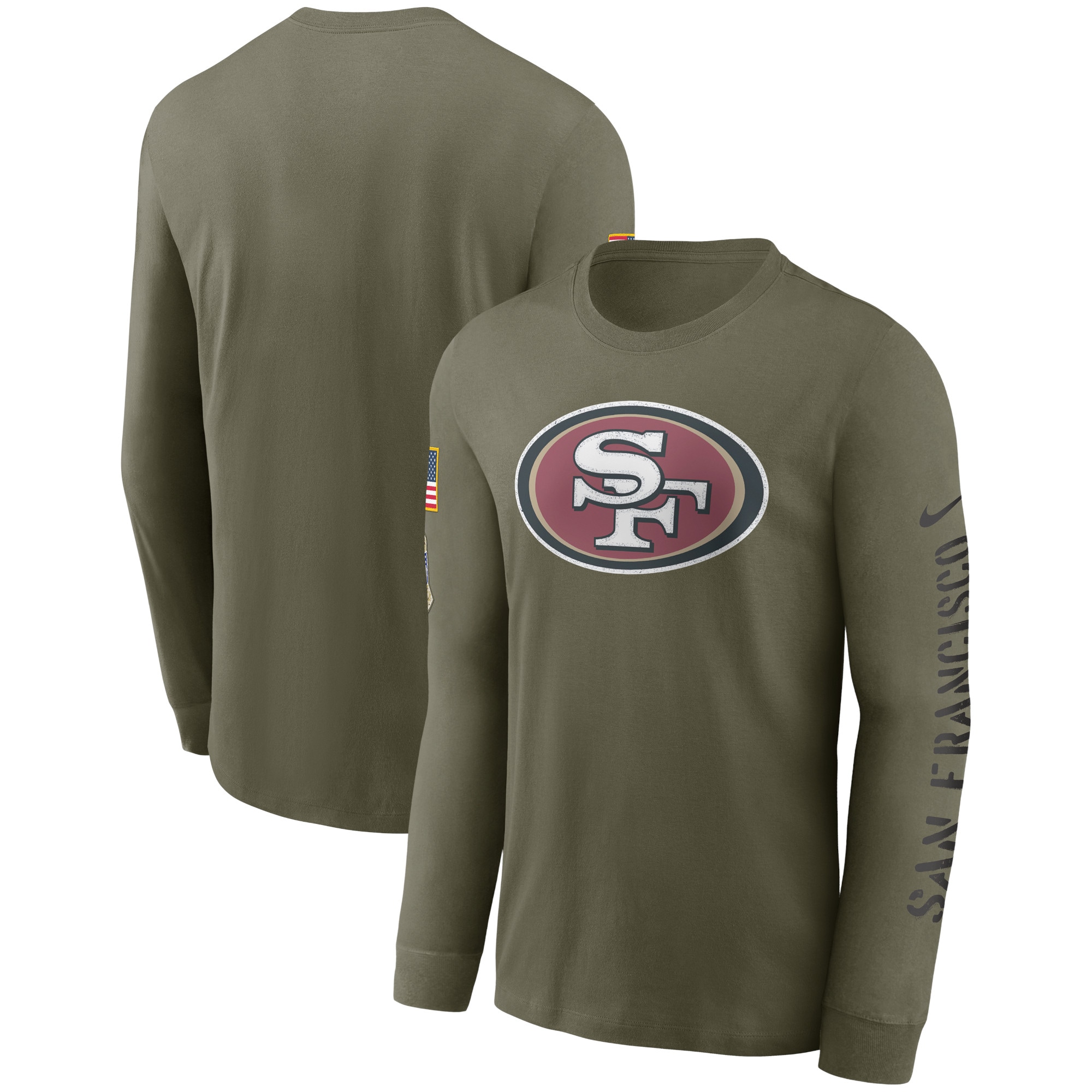 Men's San Francisco 49ers Nike Olive 2022 Salute To Service Long Sleeve T-Shirt