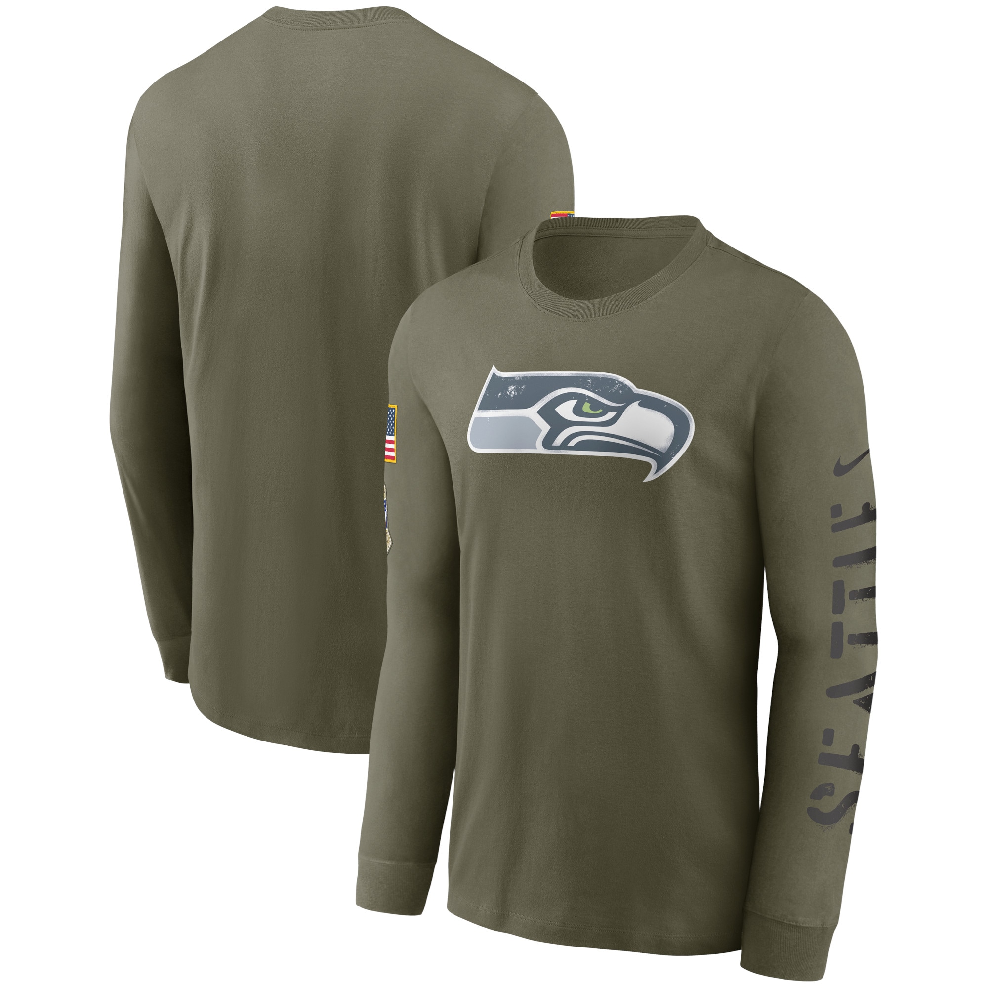 Men's Seattle Seahawks Nike Olive 2022 Salute To Service Long Sleeve T-Shirt