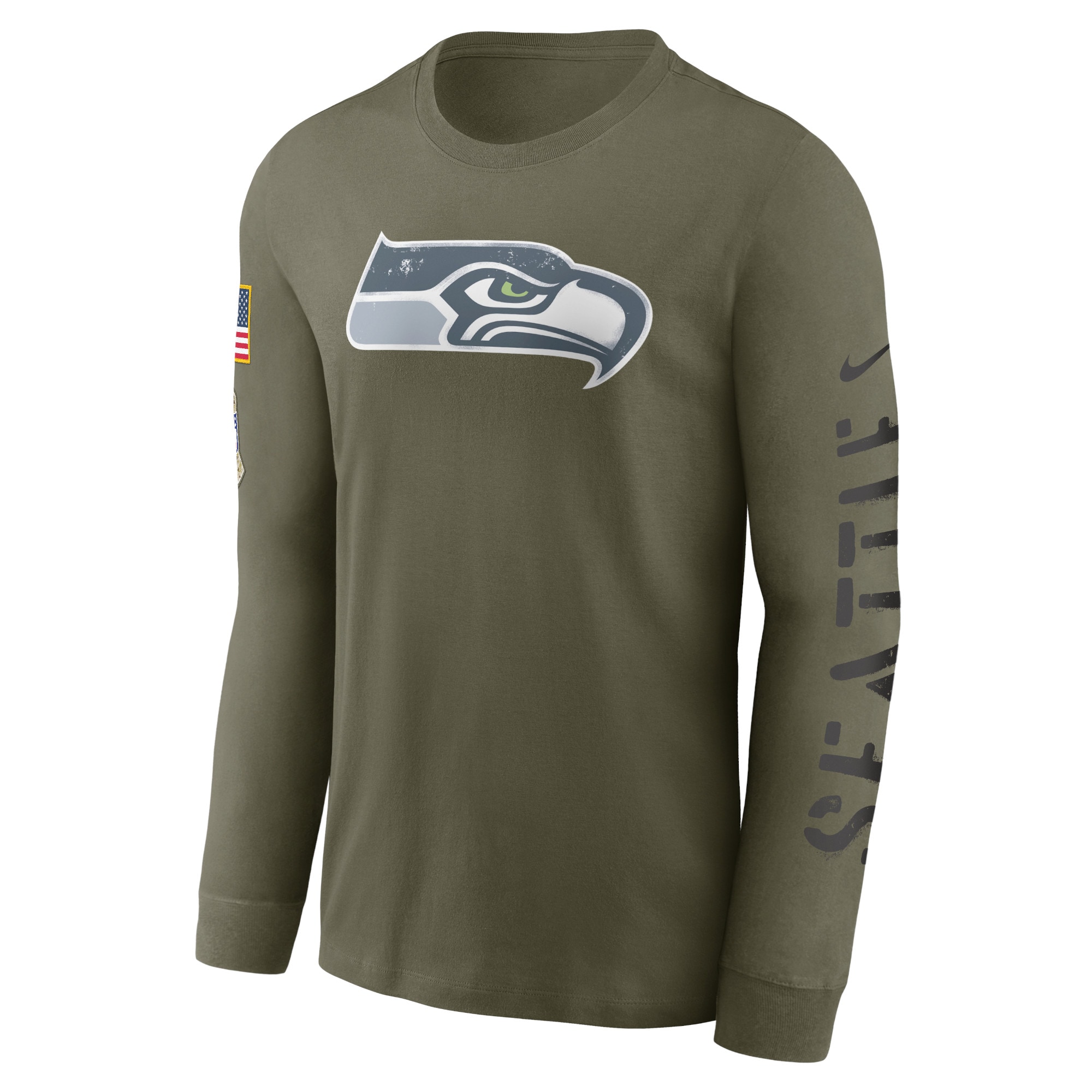 Men's Seattle Seahawks Nike Olive 2022 Salute To Service Long Sleeve T-Shirt