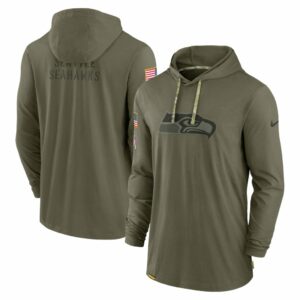Men's Seattle Seahawks Nike Olive 2022 Salute to Service Tonal Pullover Hoodie