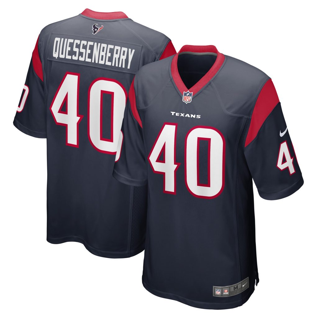 Men's Houston Texans Paul Quessenberry Nike Navy Game Player Jersey