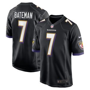 Men's Baltimore Ravens Rashod Bateman Nike Black Game Player Jersey