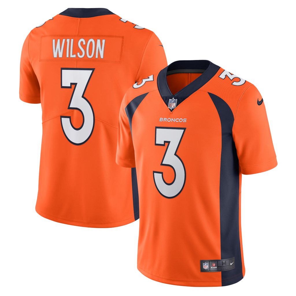 Men's Denver Broncos Russell Wilson Nike Orange Team Vapor Limited Jersey