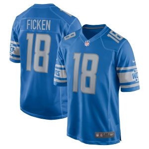 Men's Detroit Lions Sam Ficken Nike Blue Home Game Player Jersey