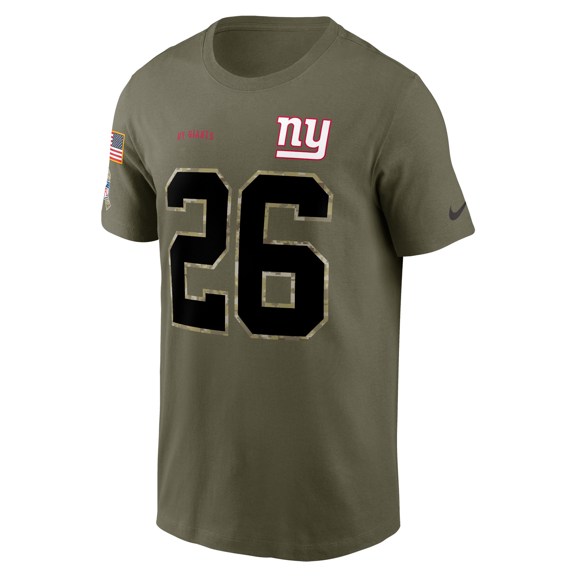 Men's New York Giants Saquon Barkley Nike Olive 2022 Salute To Service Name & Number T-Shirt