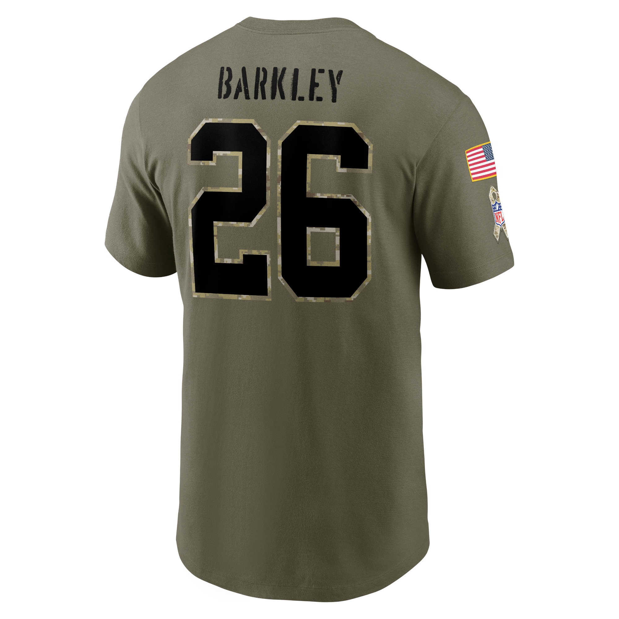 Men's New York Giants Saquon Barkley Nike Olive 2022 Salute To Service Name & Number T-Shirt