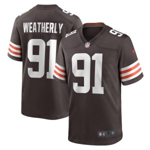Men's Cleveland Browns Stephen Weatherly Nike Brown Game Player Jersey