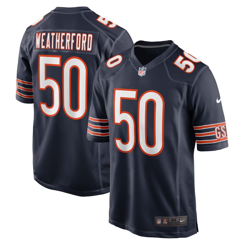 Men's Chicago Bears Sterling Weatherford Nike Navy Game Player Jersey