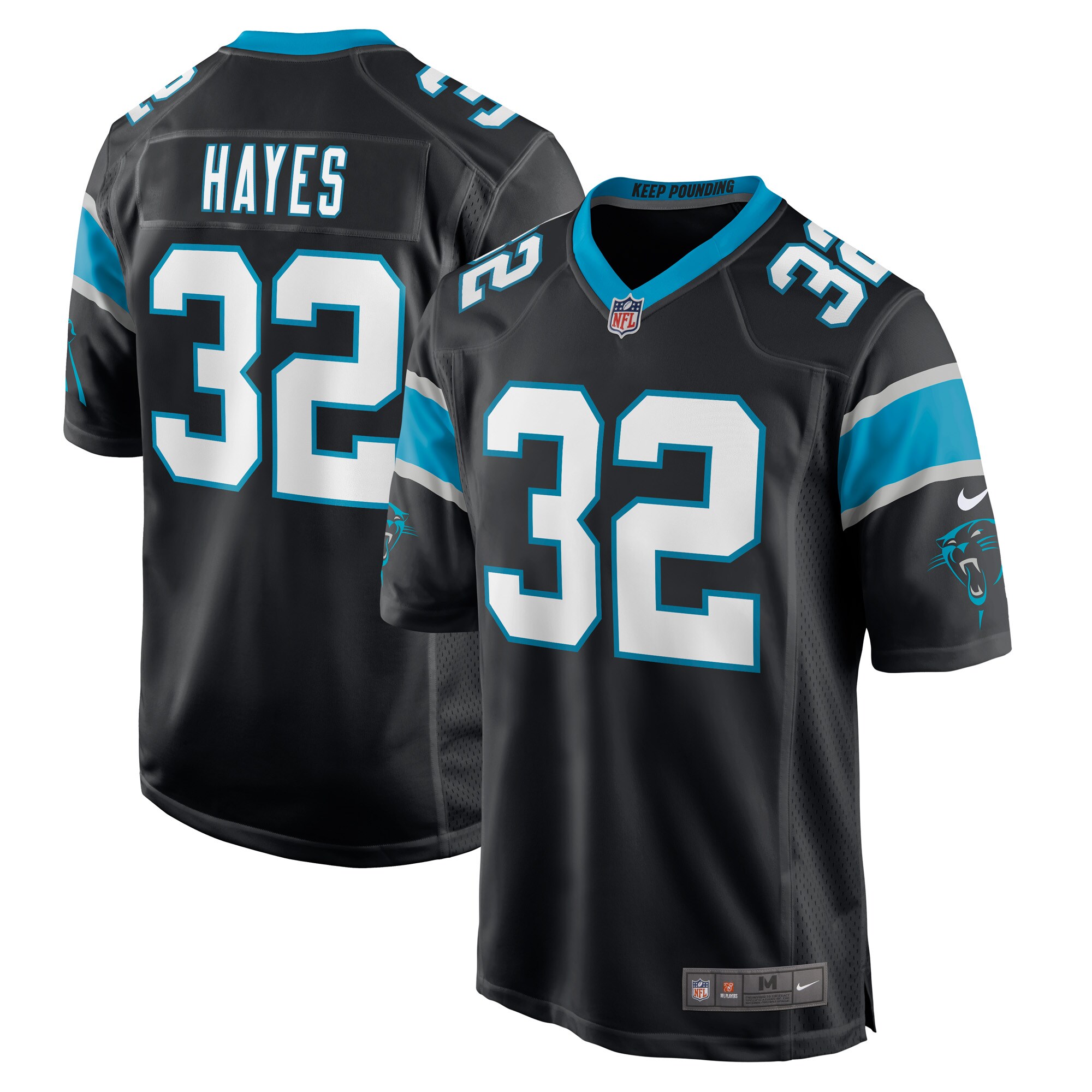 Men's Carolina Panthers Tae Hayes Nike Black Game Player Jersey